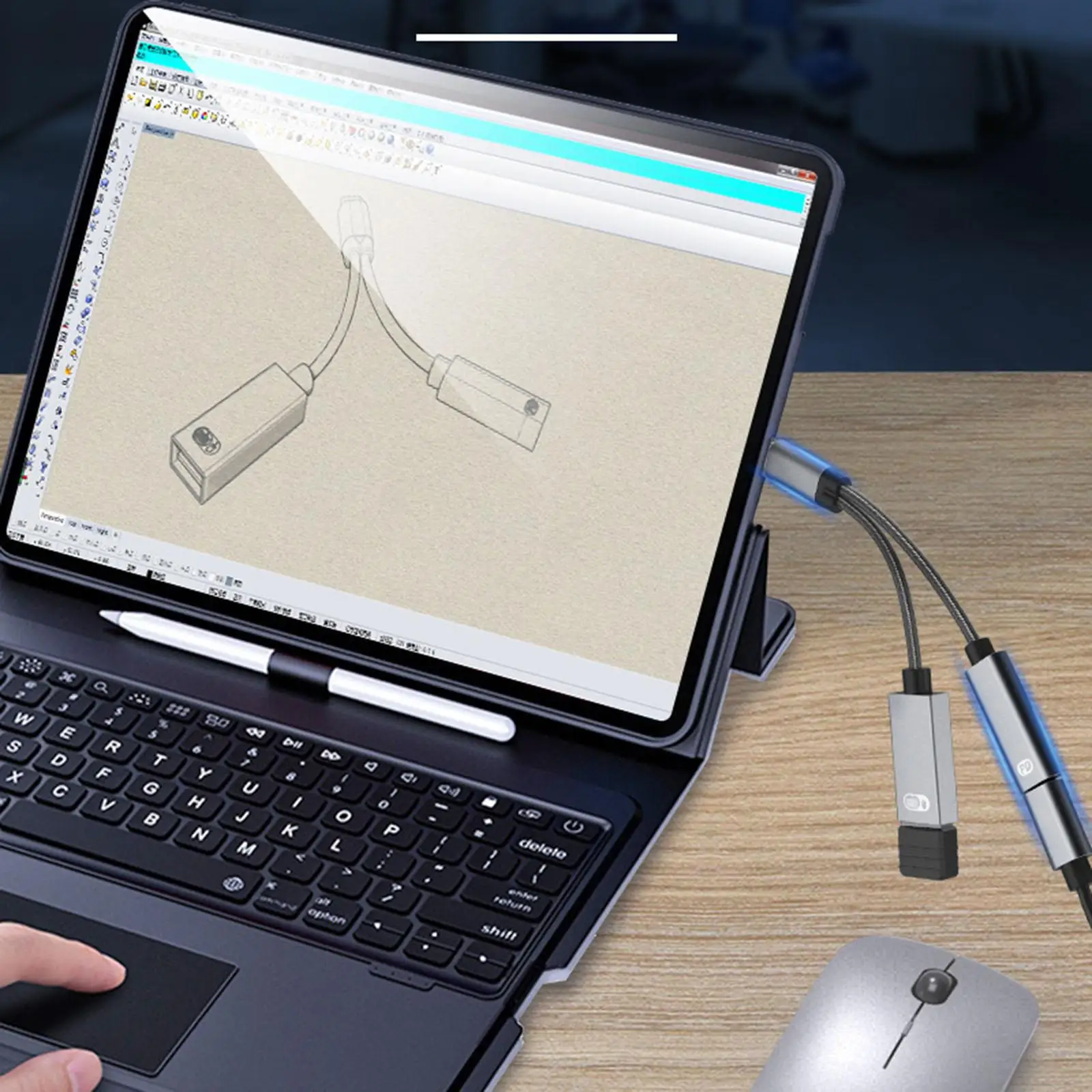 

Адаптер USB C OTG с кабелем для быстрой зарядки, нейлоновый плетеный шнур 2 в 1, Разветвитель Usb-C, конвертер для смартфона, ноутбука