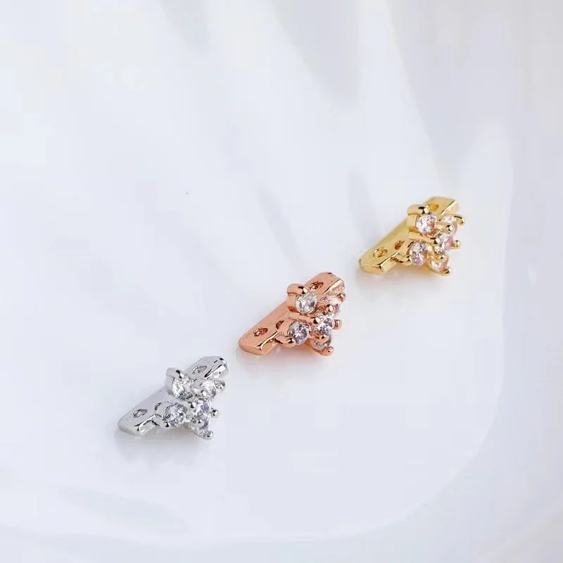 

accessories color retention double-emptying three-emptying cross diamond buckle double-line spacer inlaid zircon diy jewelry