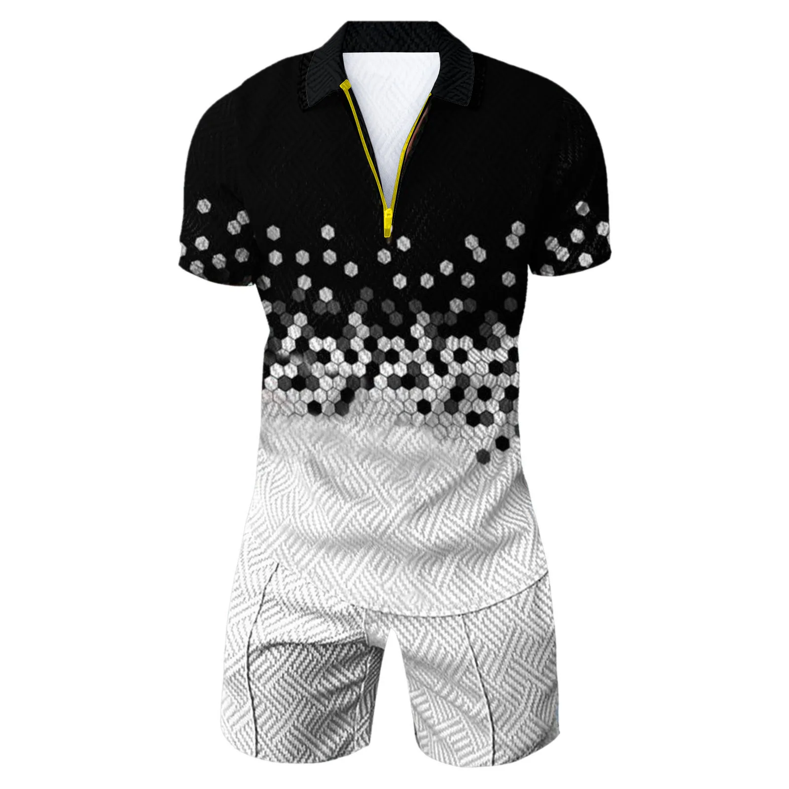 Summer Men'S Casual Suit Men Tracksuit 2 Piece Set Short Sleeve Polo Shirt + Shorts Men'S Suit Fashion Men Polo Set Men Clothing