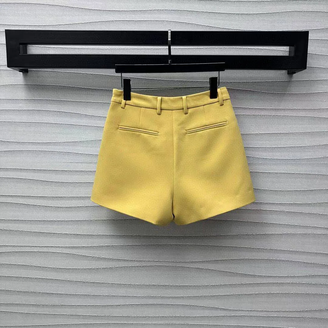 Женские повседневные шорты с высокой талией элегантные милые желтого цвета для