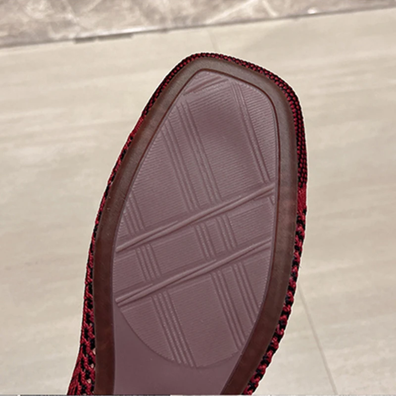 All-match Knitted Breathable One Pedal Shallow Mouth Shoes Flats Soft Surface Shoes Comfortable Women's Loafers Zapatillas Mujer