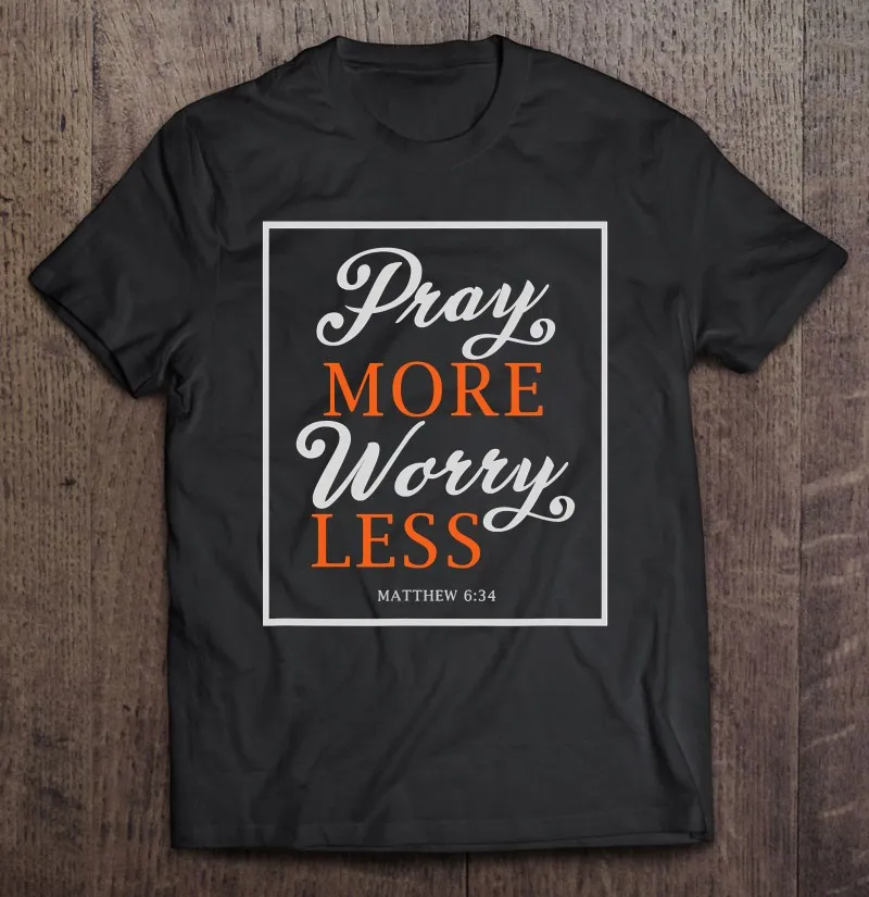 

Футболка мужская оверсайз с принтом молитвы больше беспокойства меньше Мэтью 6 34, подарок для мужчин, женские рубашки, большие размеры