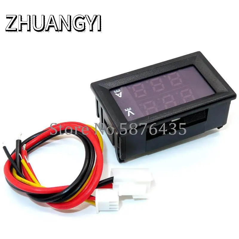 Вольтметр Амперметр постоянного тока 0-100 в 10 А красный + синий светодиодный