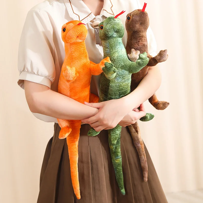 Имитация гигантской длинной ящерицы 100 см плюшевая кукла реалистичная оранжевая