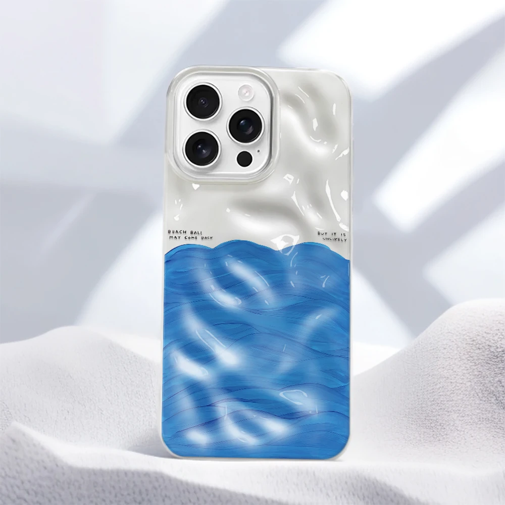Фото Стильный и модный чехол для телефона Blue Ocean Wave Sea Bright Y2K класса люкс для iPhone 16, 13, 12, 11, 15, 17 Pro, 14, New Plus Max Air №1