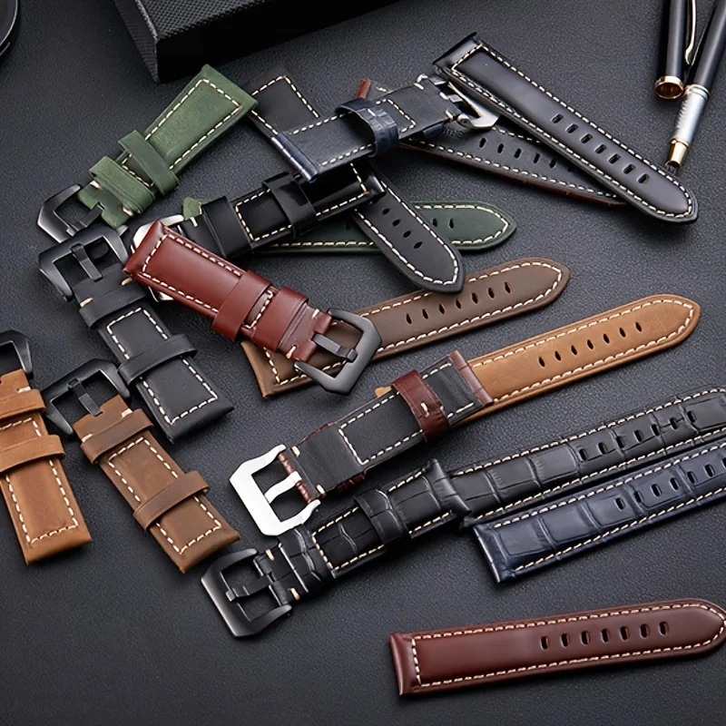 

Genuine Leather Watch Band for Panerai High Quality Cowhide Crazy Horse Strap Men Bracelet Smooth Watchband 20mm 22mm 24mm 26mm