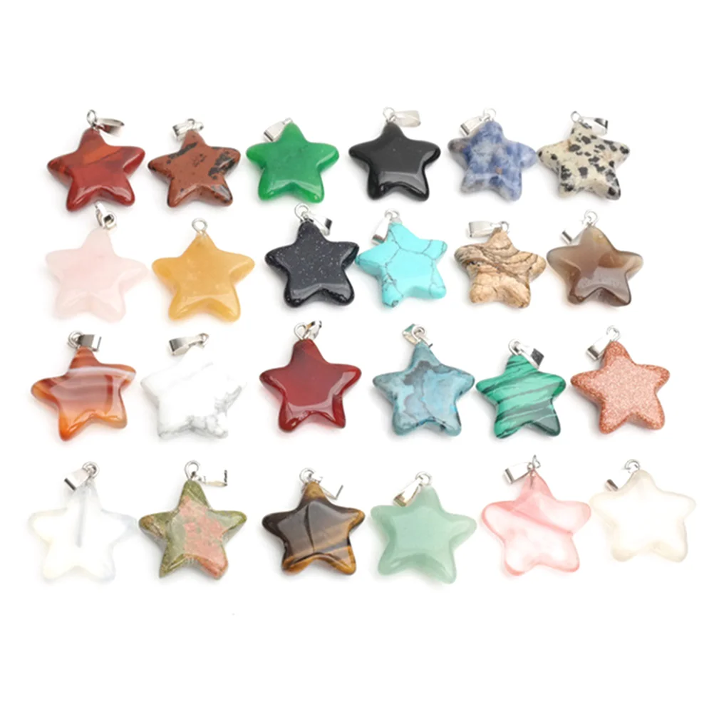 

20 Pcs/Pack Crystal Necklaces Agate Neckalce Pentagram Shape Pendant Jewelry Making Decoration