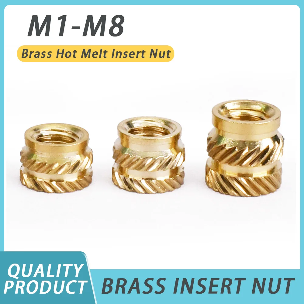 

M1 M2 M2.5 M3 M4 M5 M6 M8 Brass Hot Melt Insert Nut For 3D Printer Knurled Thread Heat Injection Molding Embedment Copper Nuts