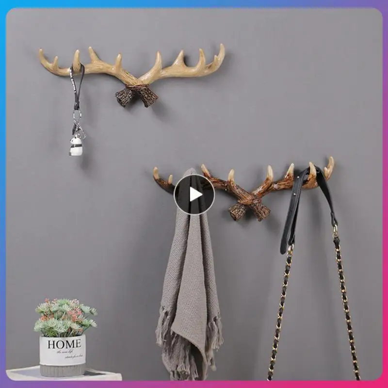 

Creative Retro Wall Hook Resin Antler Shape Household Coat Rack Wall Hat Key Rack Home Storage Accessories