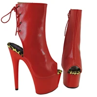 leecabe red up 17cm7inches pole dancing shoes high heel platform boots pole dance boot