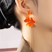 korean retro flowers tassel earrings temperament boho statement orange hanging long ear pendant lady sweet ear nail jewelry gift