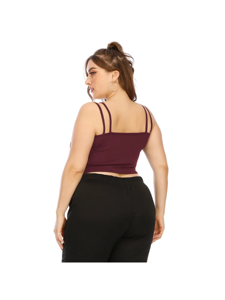 Women's Sexy Open Umbilical Strap Short Tank Top Large Top plus size feminino  plus size blouse
