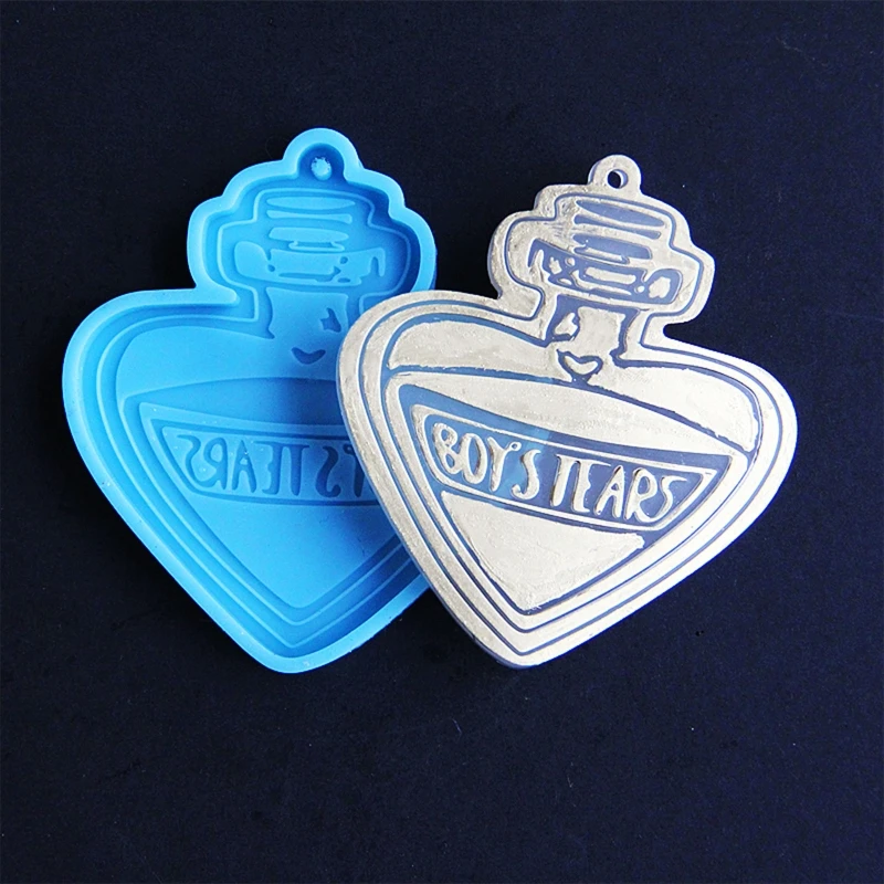 

N58F Shiny Glossy Bottle Keychain Silicone Epoxy Resin Mold DIY Keychain Pendant Jewelry for Valentine Gift Craft