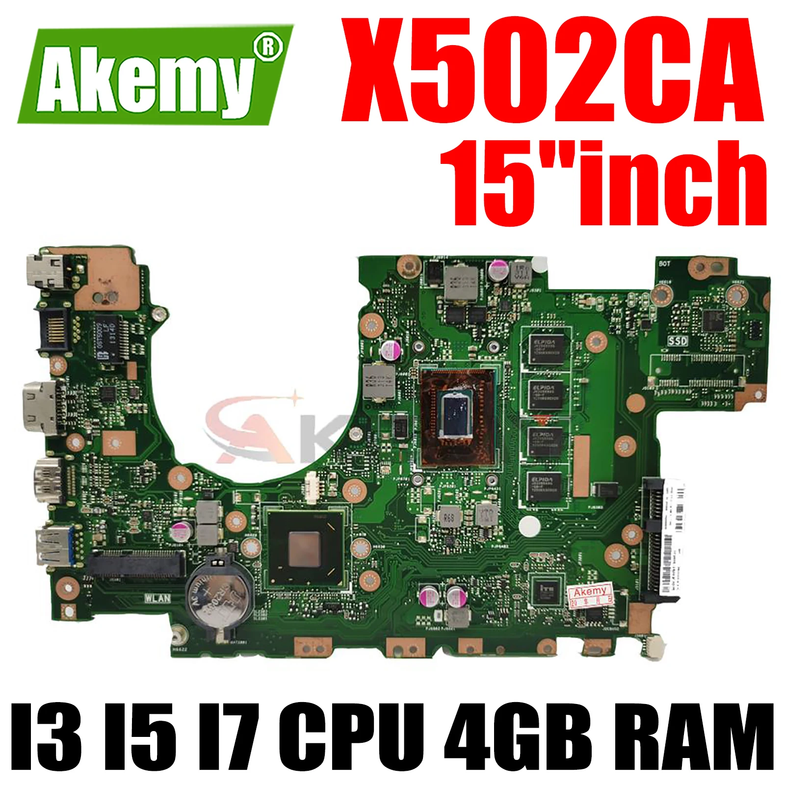 

X502CA Motherboard W/ I3 I5 I7 CPU 4GB RAM Mainboard for ASUS 15"inch X502CA X502C F502CA Laptop Motherboard Mainboard