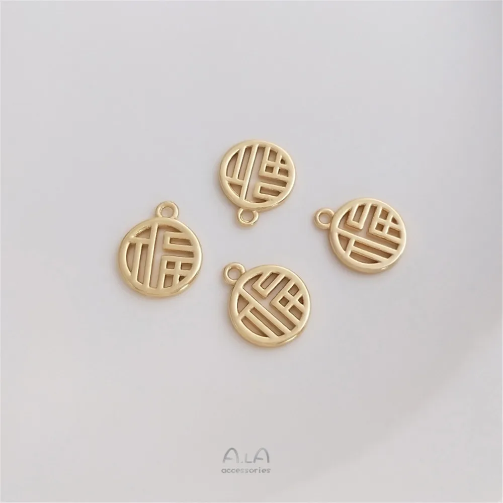 

14K Bag Gold Fuzi round brand small pendant handmade DIY bracelet necklace Fupai Pendant Jewelry Pendant