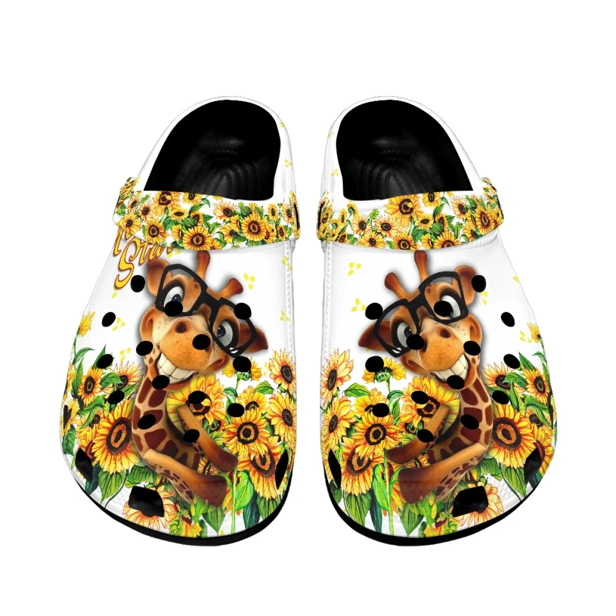 Summer Sandals for Giraffe Lovers Animal with Sunflower Brand Designer Outdoor Breathable Women Home Slippers Beach Slides Girls