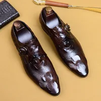 2022 Summer Mens Formal Shoes Genuine Leather Handmade Oxford for Male Classic Crocodile Dress Buckle Wedding Loafers Size 46