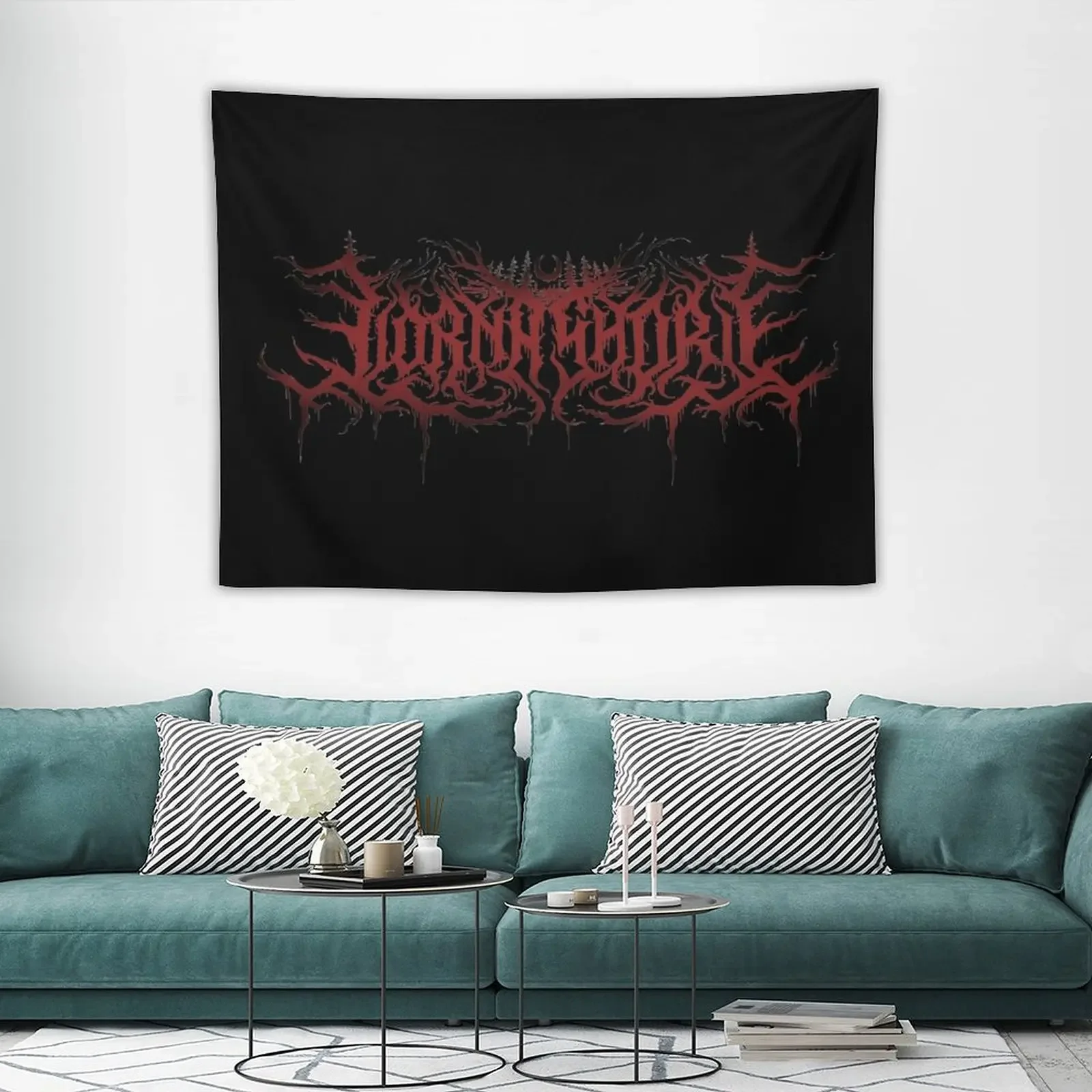 Логотип Lorna shore в красном гобелене украшение для комнаты гобелен на заказ