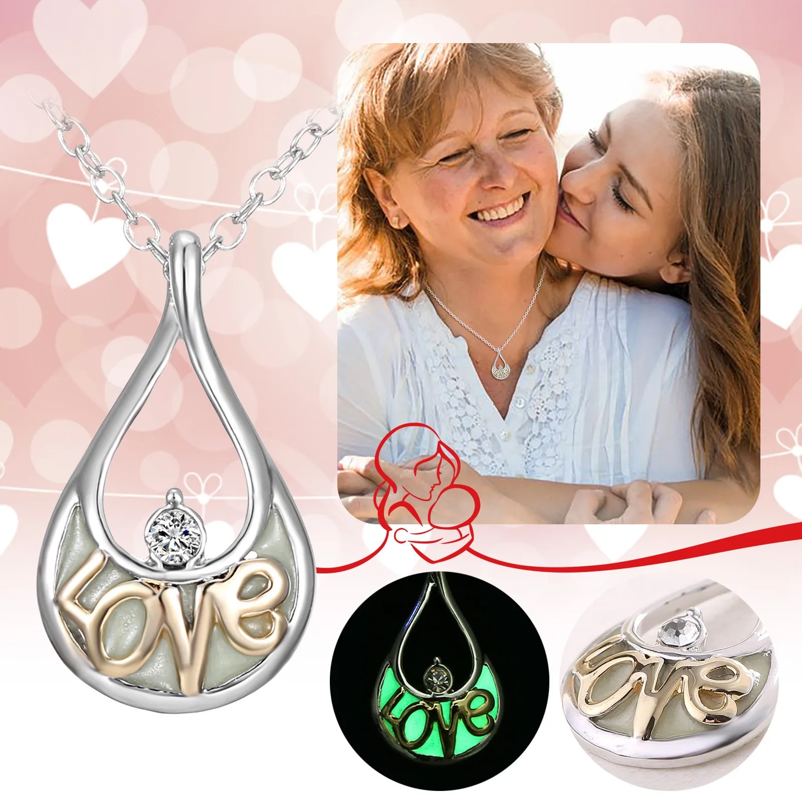 

Gift Necklace Luminous Necklace Mother's Diamond Mom Forever My My Day Day Friend Mother's Forever Necklaces & Pendants #50