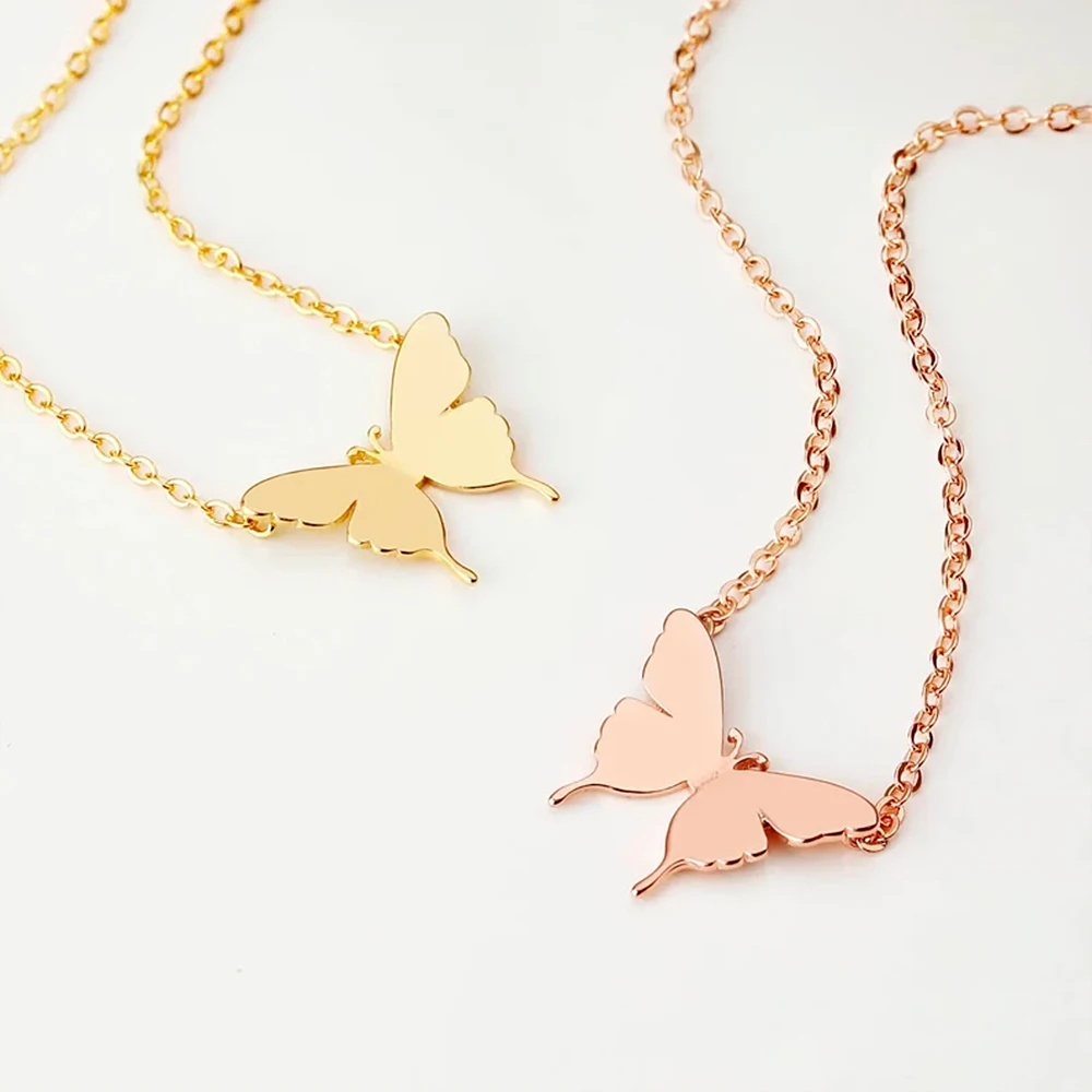 Women's Letter Custom Personalized Necklace Butterfly Shape Letter Carved Stainless Steel Women's Fashion Accessory Necklace