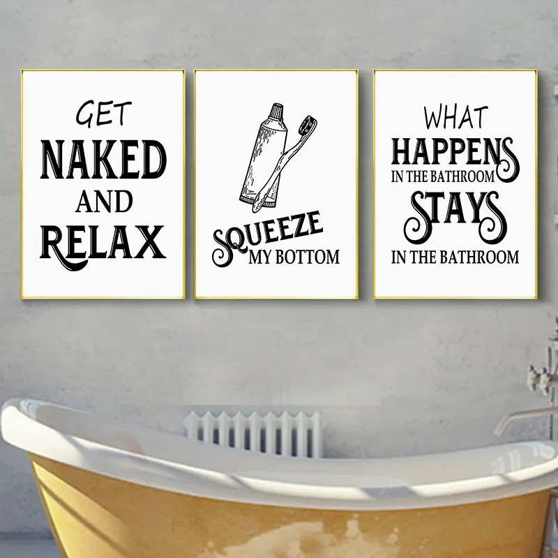 

Абстрактная черно-белая предупреждающая Картина на холсте нордическая настенная декоративная картина плакат и принты для ванной комнаты т...