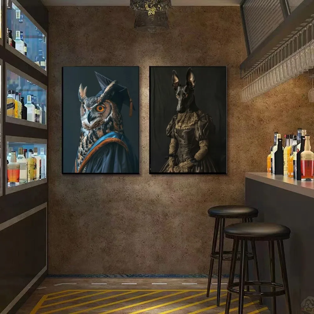 Забавные Животные стильный шимпанзе Сова крокодил в костюме C плакаты Наклейки