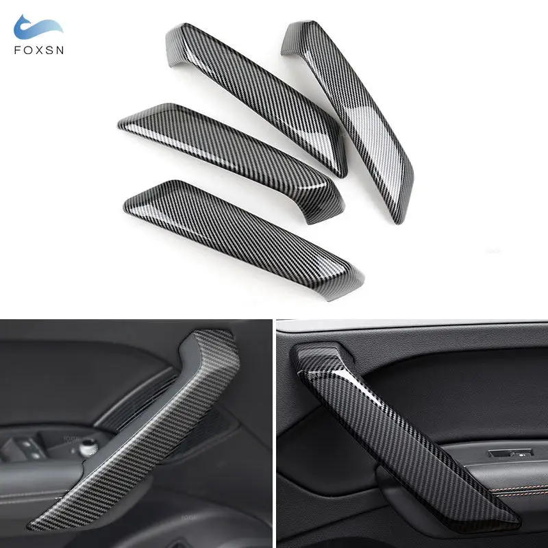 

4pcs ABS Carbon Fiber Texture Interior Door Armrest Handle Pull Cover Trim For Audi Q5 FY Sportback SQ5 2018 2019 2020 2021