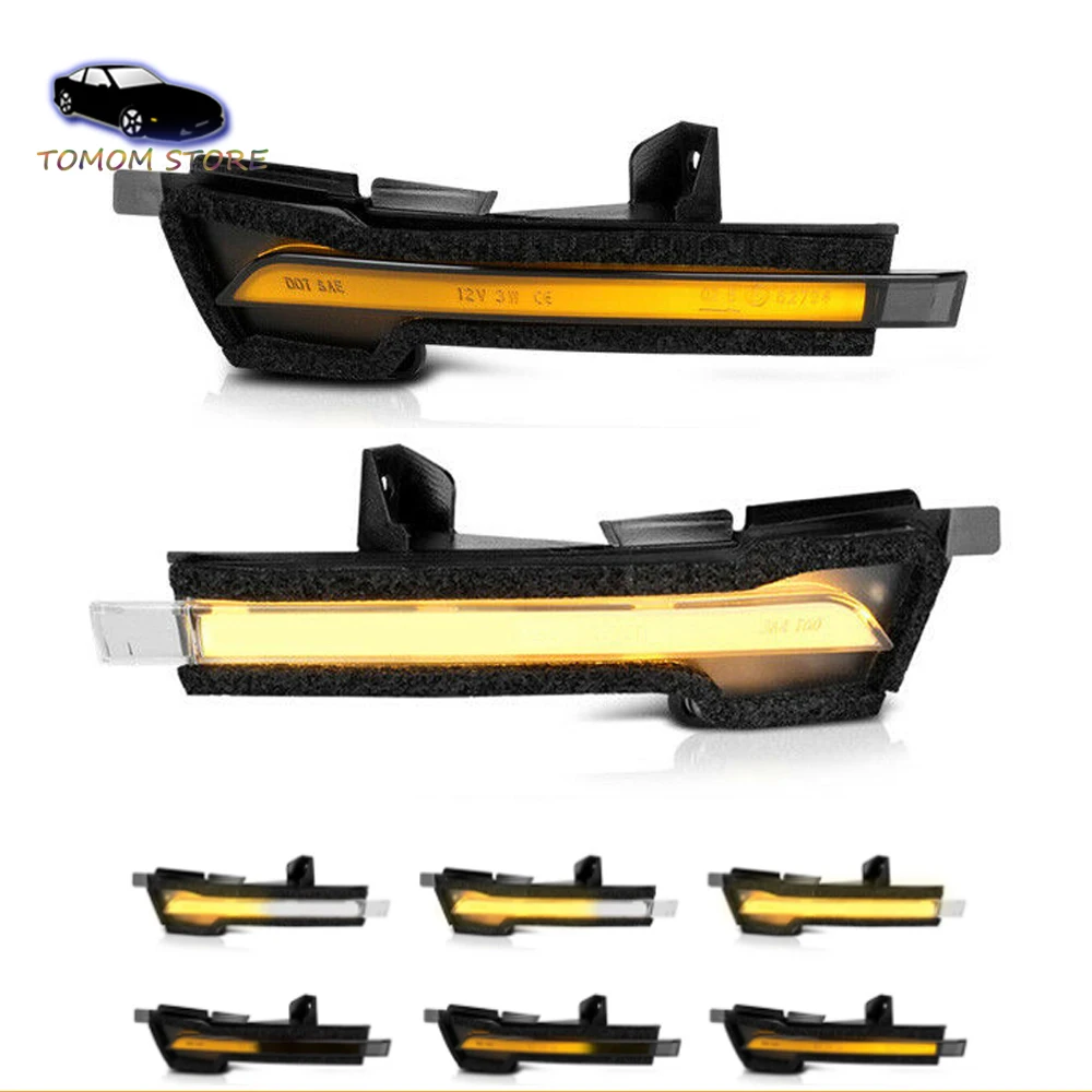 2Pcs Dynamic Amber LED Side Mirror Indicator Turn Signal Light For Ford Mustang 2015-2021 Car Styling Lamps