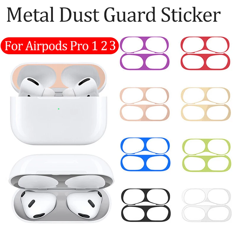 

Metal Dust-proof Scratchproof Cover for Apple AirPods 1 2 3 Pro Case Dust Guard Sticker Dust Guard Protective Earphone Skin Film