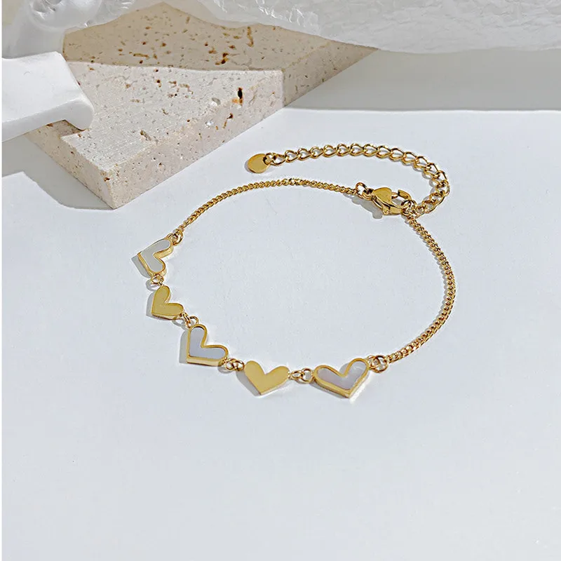 

European Style Simple Small Fresh Peach Heart Stainless Steel Bracelet Women Girlfriend Birthday Gift Jewelry