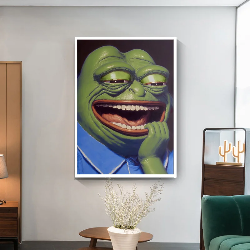 Абстрактный Забавный постер в виде лягушки с мемом костюм со смехом ковбойская