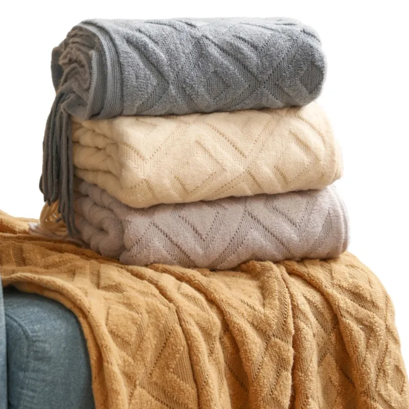 Текстурированное вязаное плетеное одеяло Inyahome чехол для дивана кровати