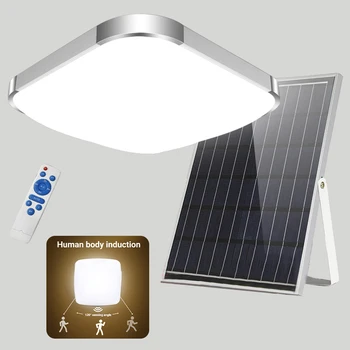 Smart LED solar ceiling light motion sensor light Dimmable Solar Lamp With remote Control Split Outdoor Indoor Flood Light
