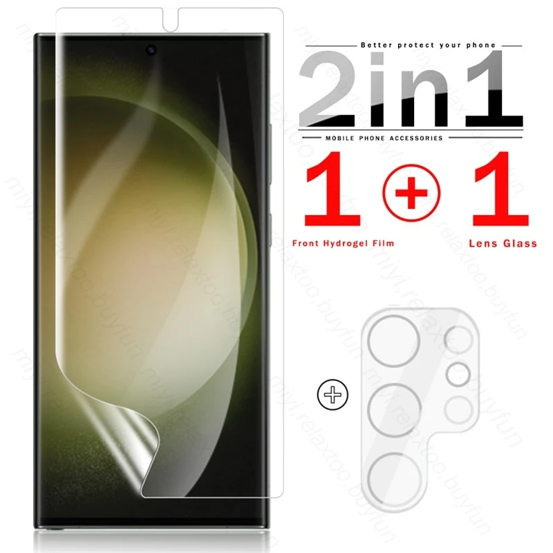 

Гидрогелевая пленка 2To1 9D для защиты экрана Samsung S23 Ultra S 23 Plus, закаленное 3d-стекло для задней крышки объектива Galaxy S23 + S23Ultra