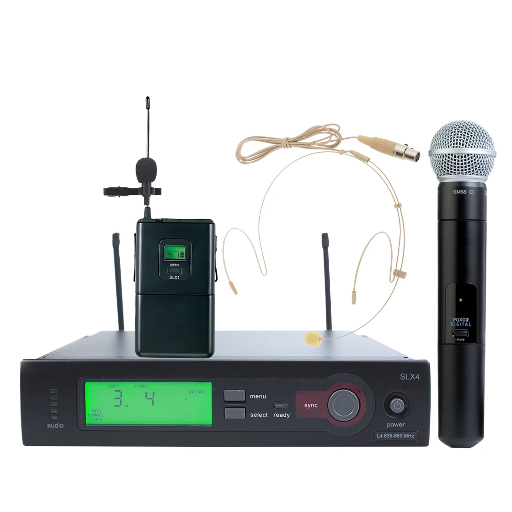 

Top quality SLX4 SLX24/BETA58 SLX24/SM58 professional Wireless UHF Microphone Mic System for Shure SLX4 microphone