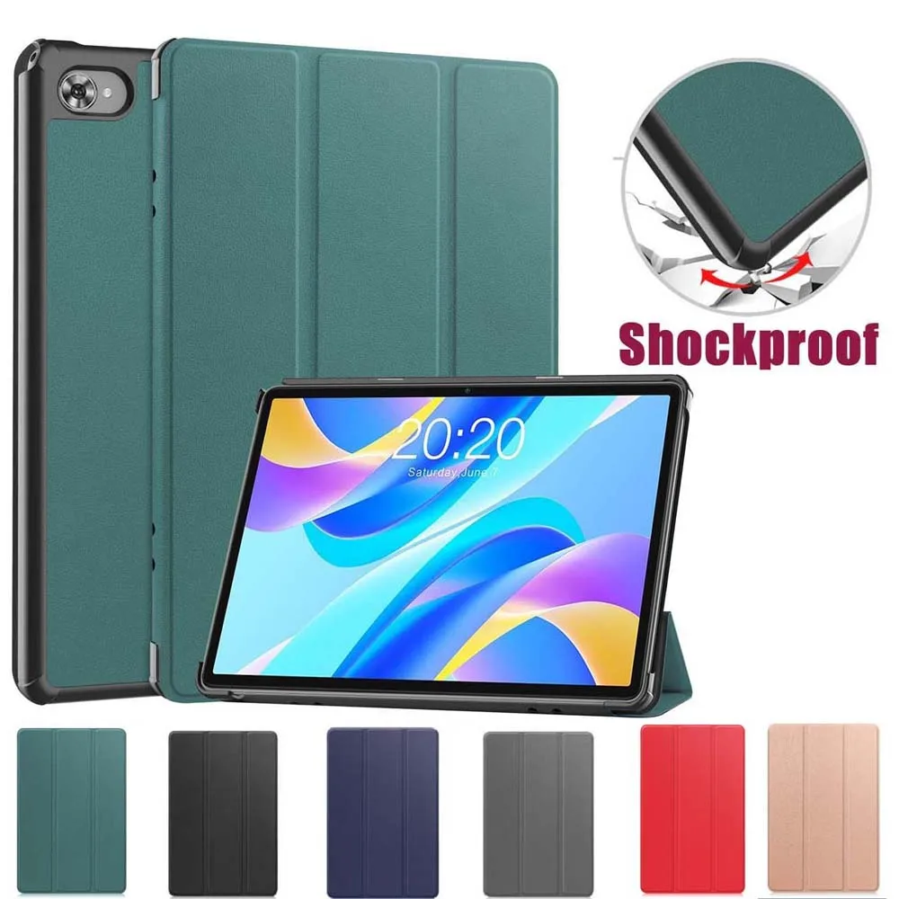 

for Teclast M40 Plus P40HD P30S Tablet Cases Solid Color PU Leather Texture Flip Sleeve Shockproof Cover Foldable Stand Shell
