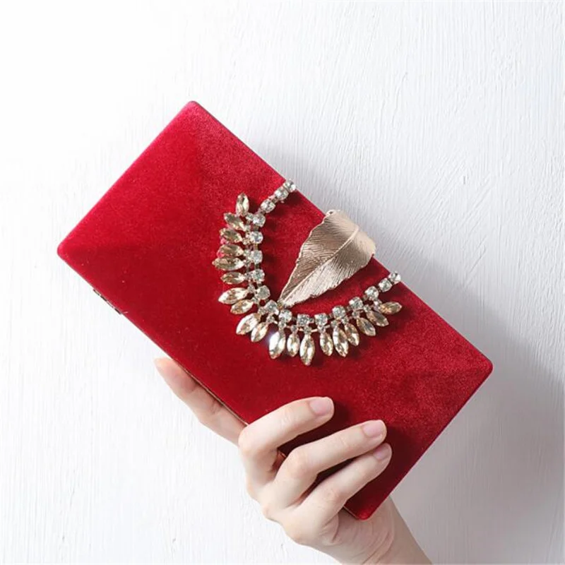 

Hot Women Handmade Evening Bags Velvet Diamond Banquet Clutch Mini Wedding Bags Drop Shipping MN1431