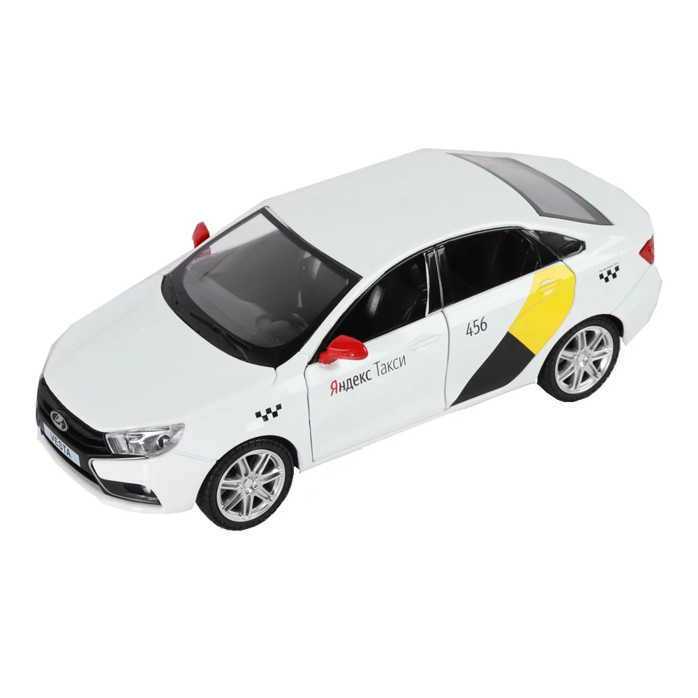 Jb1251345 яндекс такси машинка металл lada vesta цвет желтый масштаб 1 24 открываются 4 двери