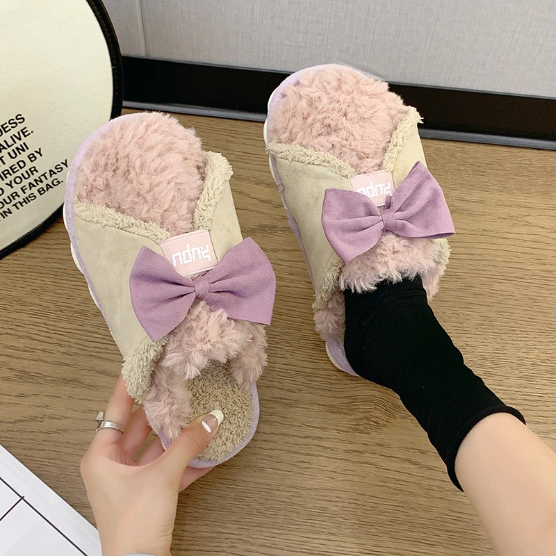 

2023 Зимние Симпатичные хлопковые тапочки для женщин домашние Мультяшные теплые толстые домашние тапочки для пола женские Тапочки