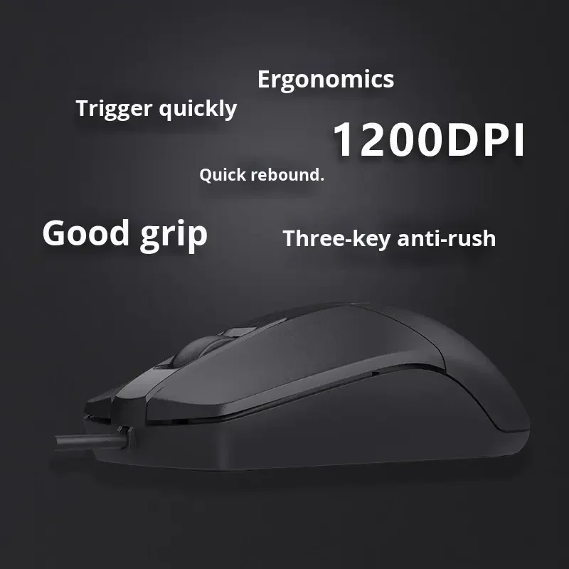 Фото A4Tech OP-300 Проводная оптическая офисная мышь, одномодовая, 3 кнопки, USB, 1200 точек на дюйм, офисная офисная мышь для киберспорта, аксессуары для ноутбуков №4