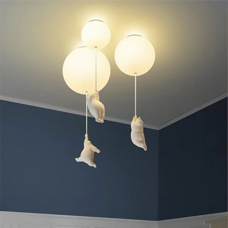 

LED pendant lamp Modern Ceiling Cartoon Creative Polar Bear Theme Hotel Kid Children Kindergarten hang light
