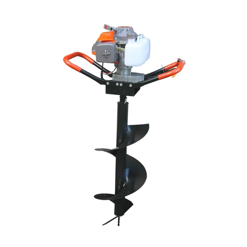 

Earth Auger Power Head Heavy Duty 68CC 2 Cycle Engine Hole Digger Auger Petrol Drill Bit 2 Bits 4" 8" + 20'' Extention Rod