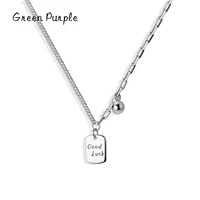 green purple s925 sterling silver exqusite asymmetric lucky fashion pendant silver chain necklace for women fine jewelry gift