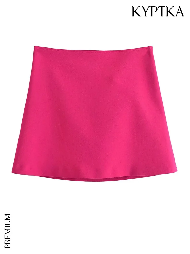 

KYPTKA Women Fashion Flared Hem Skirt Vintage High Waist Side Zipper Female Skirts Mujer