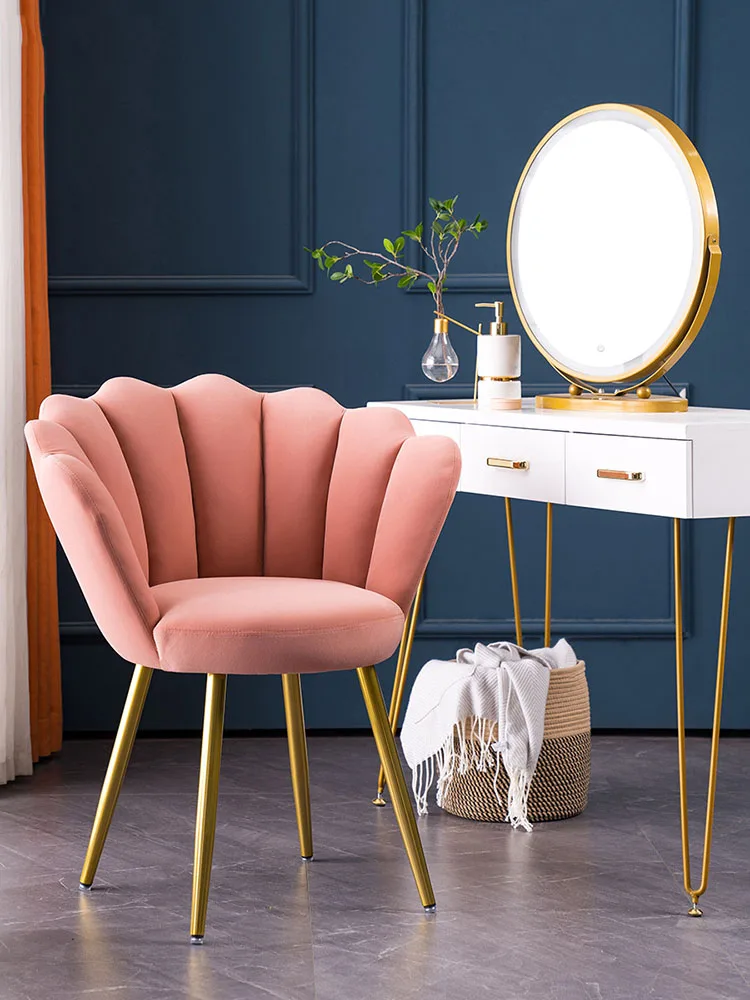 

Light Luxury Pink Makeup Chairs Nordic Design Modern Furniture Living Room Armchair Bedroom Dressing Chair Velvet Makeup Stool