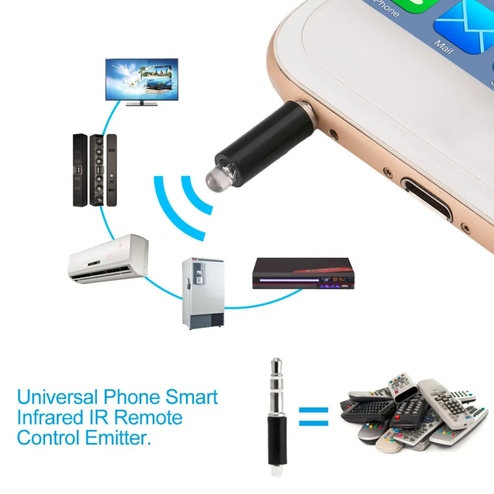 

Универсальный умный мини-разъем 3,5 мм для дистанционного управления, умный инфракрасный разъем для дистанционного управления для iPhone, IOS, ...
