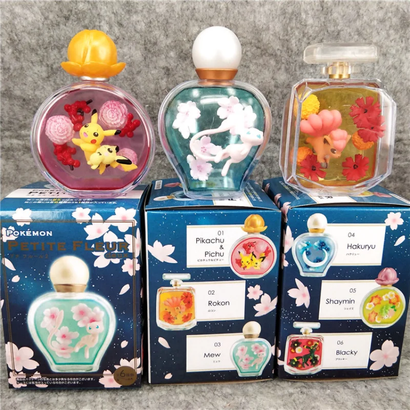 Фото Флакон духов Pokemon Petite Fleur слепая коробка игрушки Пикачу Пичю Рокон Мяу Хакуру Шаймин аниме фигурка куклы игрушки подарки для детей №2