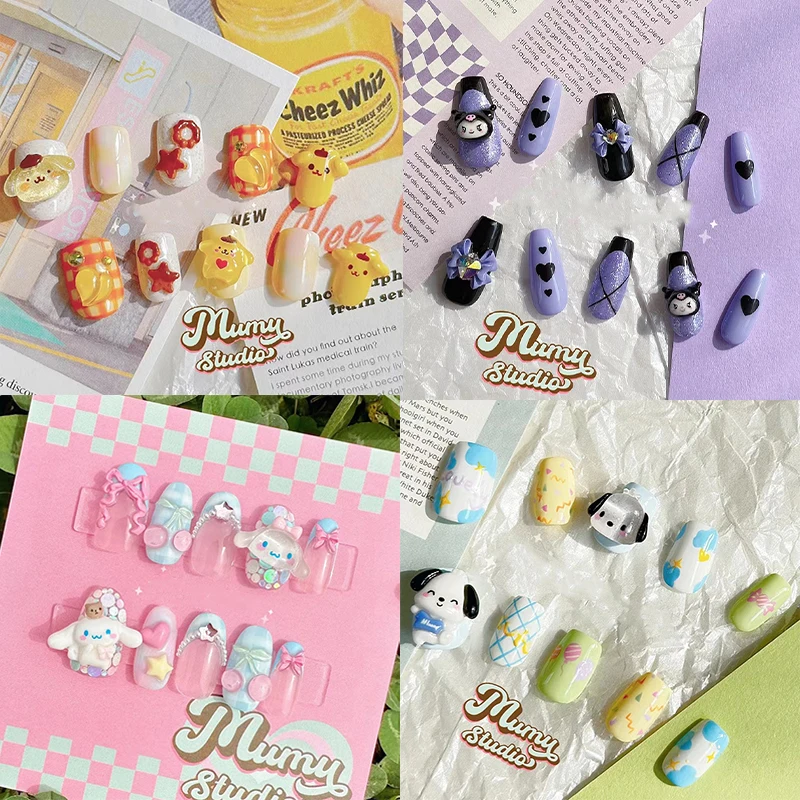 

Kawaii Sanrioed My Melody Kuromi Hello Kitty Cinnamoroll понравило пресс накладные ногти роскошный дизайн накладные ногти с клеем
