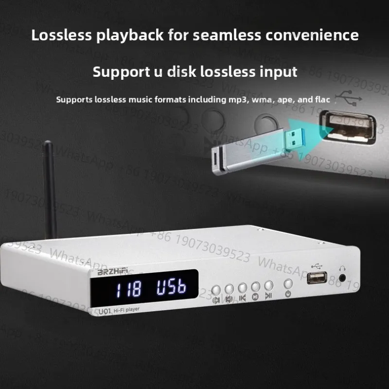 Фото BRZHIFI U01 Устройство для воспроизведения музыки без потерь с поддержкой APE, декодер ES9038, цифровой проигрыватель, Bluetooth 5.0 №1
