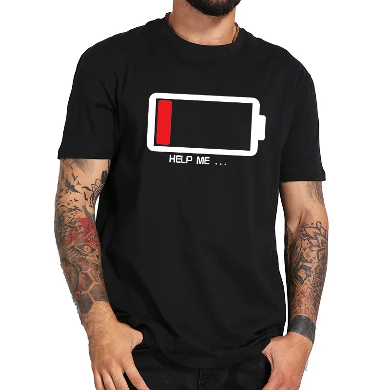 Футболка Help Me Energy Low забавная футболка с простым принтом из чистого хлопка